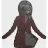 Dámská zimní bunda s kožíškem MODA3023 hnědá