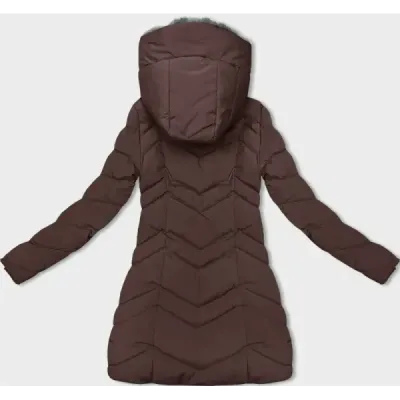 Dámská zimní bunda s kožíškem MODA3023 hnědá