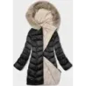Oboustranná dámská zimní bunda MODA8202 černo-béžová