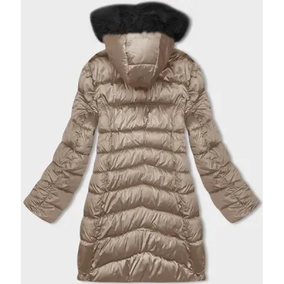 Oboustranná dámská zimní bunda MODA8202 cappuccino-černá