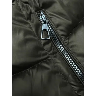 Oboustranná dámská zimní bunda MODA8202 khaki-béžová