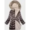Oboustranná dámská zimní bunda MODA8202 hnědo-béžová