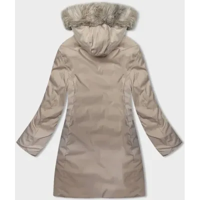 Oboustranná dámská zimní bunda MODA8202 hnědo-béžová