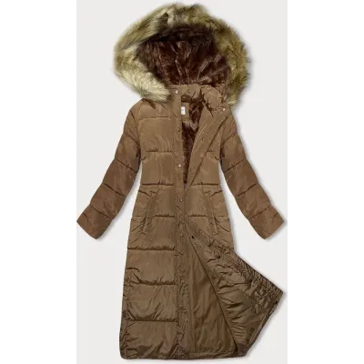 Dlouha dámská zimní bunda MODAV725 camel