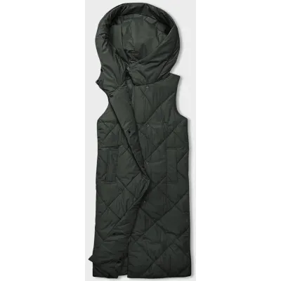 Dlouhá dámská vesta oversize MODA3165 army