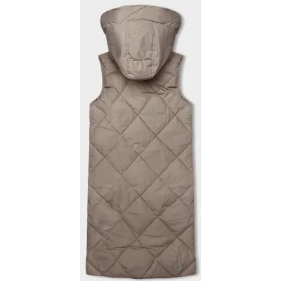 Dlouhá dámská vesta oversize MODA3165 tmavě béžová