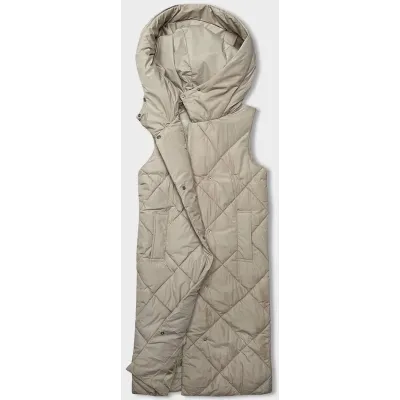 Dlouhá dámská vesta oversize MODA3165 světle béžová