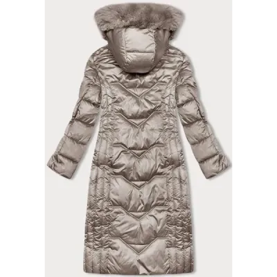 Dlouhá dámská zimní bunda MODA8201 cappuccino