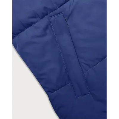 Krátká dámská vesta s kapucí MODA9112 modro-černá