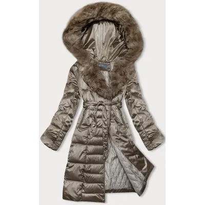 Dámská zimní bunda s páskem S\'WEST MODA8195 béžová Dámská zimní bunda s páskem S\'WEST MODA8195 béžová