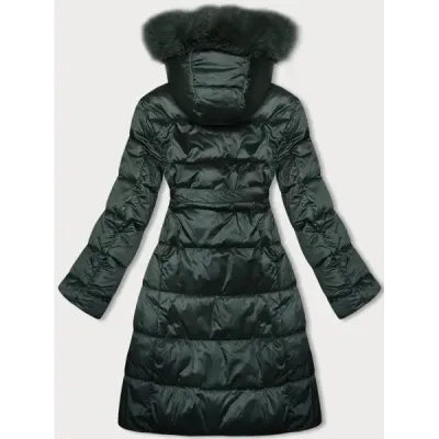 Dámská zimní bunda s páskem S\'WEST MODA8195 tmavě zelená