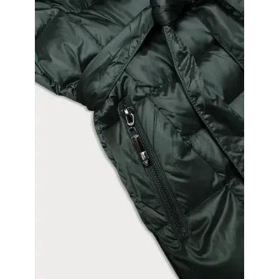 Dámská zimní bunda s páskem S\'WEST MODA8195 tmavě zelená