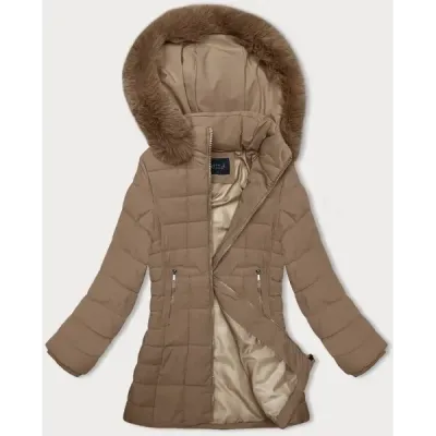 Dámská prošívaná dámská zimní bunda MODA9119 béžová