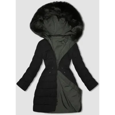 Dámská bunda s kapucí MODA9159 army-černá