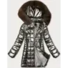 Metalická dámská zimní bunda s kapucí MODA9120 staré zlato