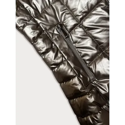 Metalická dámská zimní bunda s kapucí MODA9120 staré zlato