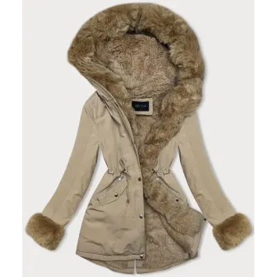 Krátká dámská zimní bunda parka MODA9062 béžová