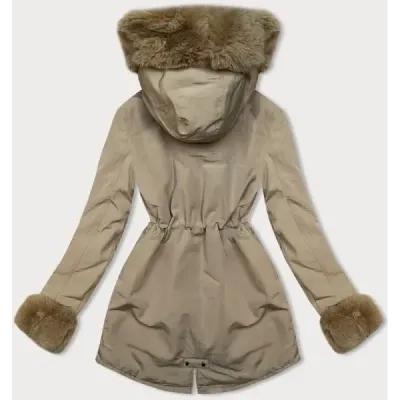 Krátká dámská zimní bunda parka MODA9062 béžová