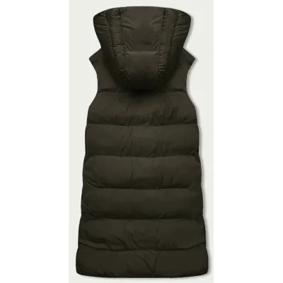 Oboustranná dámská vesta oversize MODA724 khaki-černá