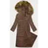 Dlouhá dámská zimní bunda s kapucí MODA726 camel
