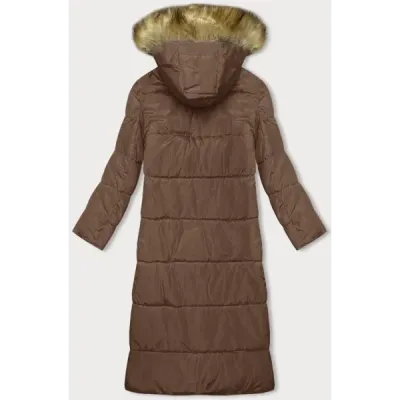 Dlouhá dámská zimní bunda s kapucí MODA726 camel