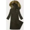 Dlouhá dámská zimní bunda s kapucí MODA726 khaki