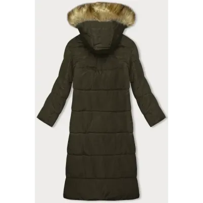 Dlouhá dámská zimní bunda s kapucí MODA726 khaki