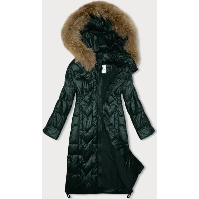 Dámská dlouhá zimní bunda MODA2203 tmavě zelená