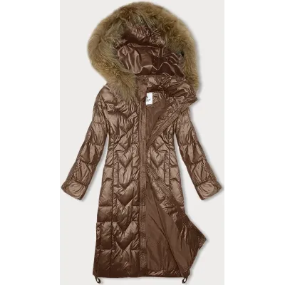 Dámská dlouhá zimní bunda MODA2203 camel