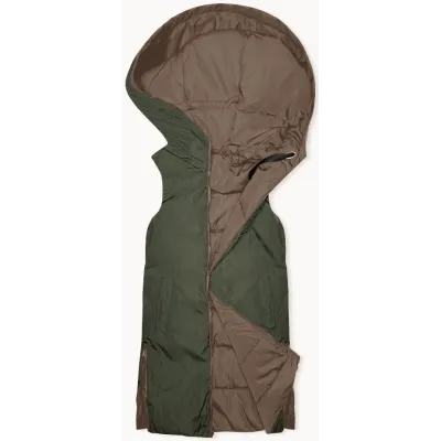 Dlouhá dámská oboustranná vesta MODA8159 béžova-khaki