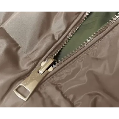Dlouhá dámská oboustranná vesta MODA8159 béžova-khaki