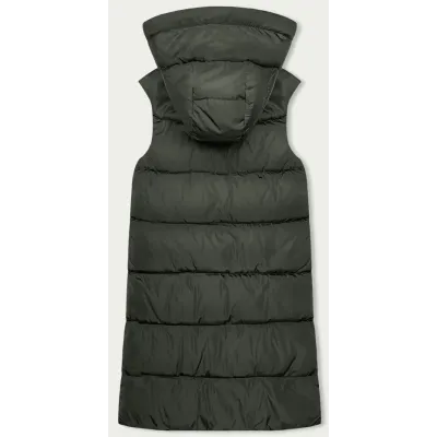 Dlouhá dámská oboustranná vesta MODA8159 khaki-běžova