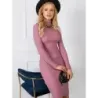 Dámské žebrované šaty Rue Paris růžové MODA5133
