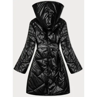 Dámská prošivaná bunda s páskem S\'West czarna MODA8249 černá