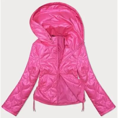 Krátká dámská jarní bunda S\'WEST MODA8235 neonově růžová