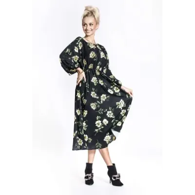 Dámské šaty ve stylu kimono MODA02116 černo-béžové