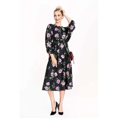 Dámské šaty ve stylu kimono MODA02116 černo-růžové