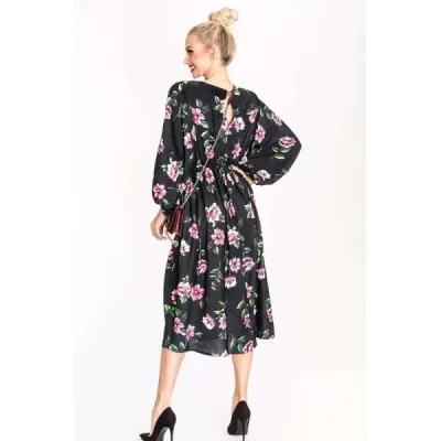 Dámské šaty ve stylu kimono MODA02116 černo-růžové