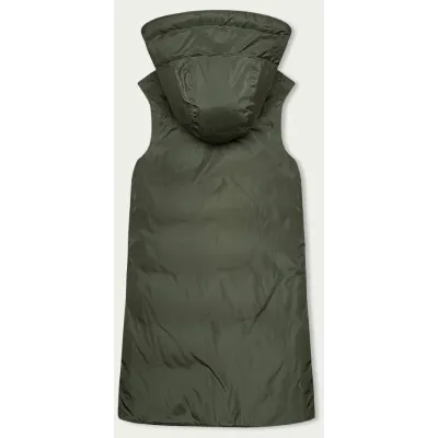 Dámská dlouhá vesta oboustranná MODA8248 černo-khaki