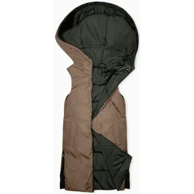 Dámská dlouhá vesta oboustranná MODA8248 khaki-béžová