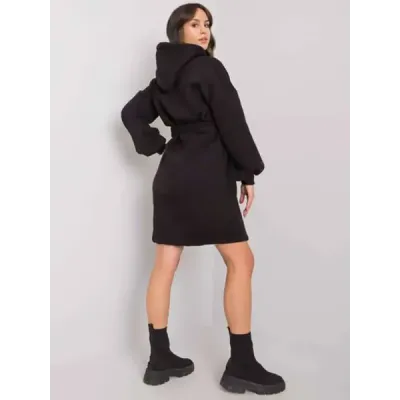 Oversize mikinové šaty s velbloudím páskem MODA7253 černé