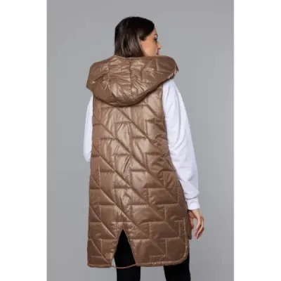 Prošívaná dámská vesta MODA8238BIG tmavě béžová