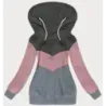 Tříbarevná dámská mikina MODA2303 grafitově-růžovo-šedá