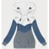 Tříbarevná dámská mikina MODA2303 bílo-modro-šedá