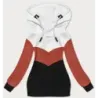 Tříbarevná dámská mikina MODA2303 bílo-pomerančovo-černá