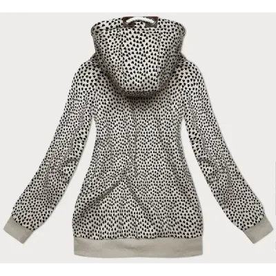 Dámská mikina na zip srdíčka MODA2315 světle béžová