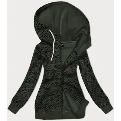 Dámská mikina na zip srdíčka MODA2315 army