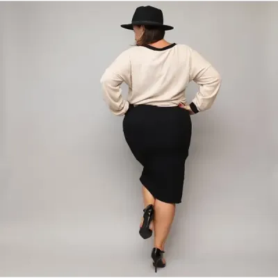 Šaty s mikinou PLUS SIZE MODA682 béžovo-černé