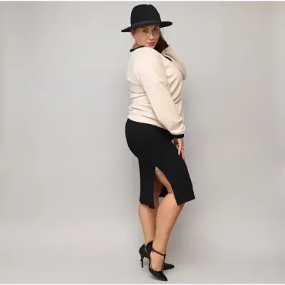 Šaty s mikinou PLUS SIZE MODA682 béžovo-černé