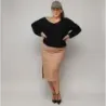 Šaty s mikinou PLUS SIZE MODA682 černo-béžové